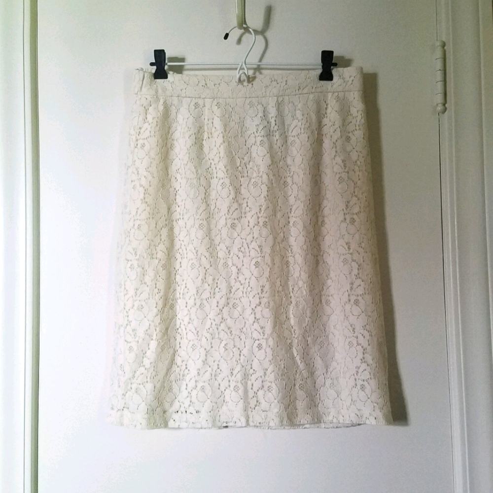 Ivory Lace Pencil Skirt - Notations